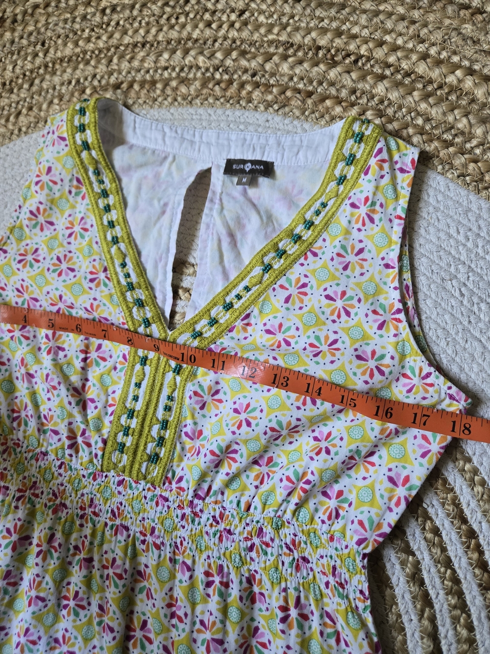 Surkana V-Neck Mini Beaded Dress Boho Festival Indie Vibes Whimsical Summer M - Picture 12 of 16